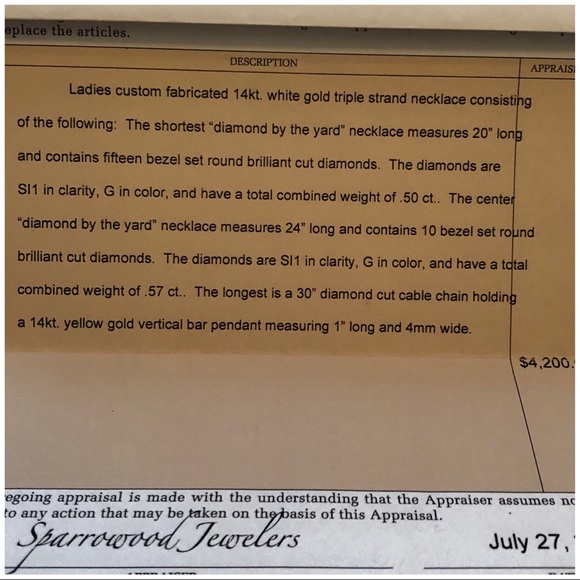 1.07c Diamond Necklace Triple Strand Gold Necklace - Picture 5 of 6